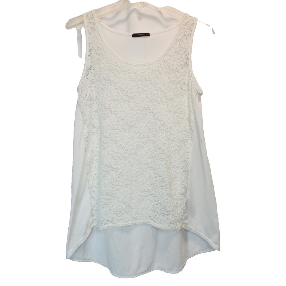 Soprano Women's Tank Top Size L Sheer White Sleeveless Beach Cover Up Cruise